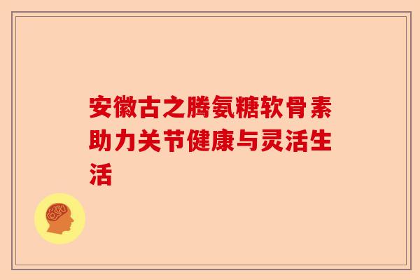 安徽古之腾氨糖软骨素助力关节健康与灵活生活