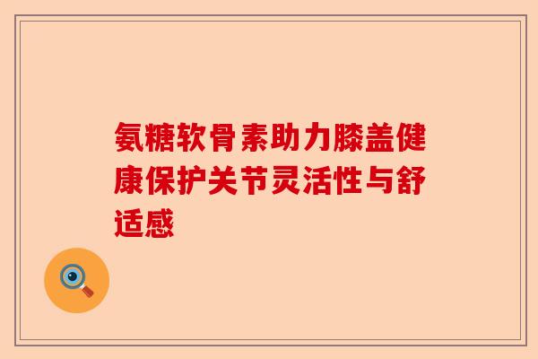 氨糖软骨素助力膝盖健康保护关节灵活性与舒适感