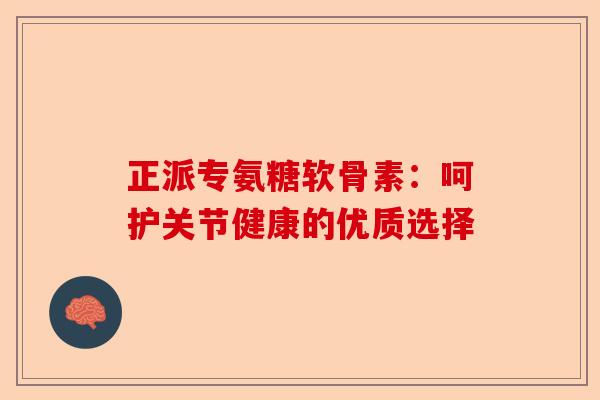 正派专氨糖软骨素:呵护关节健康的优质选择 正派专氨糖软骨素:呵护关节健康的优质选择