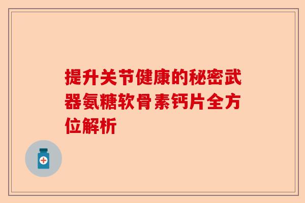 提升关节健康的秘密武器氨糖软骨素钙片全方位解析