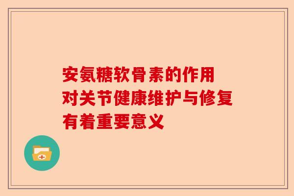 安氨糖软骨素的作用 对关节健康维护与修复有着重要意义