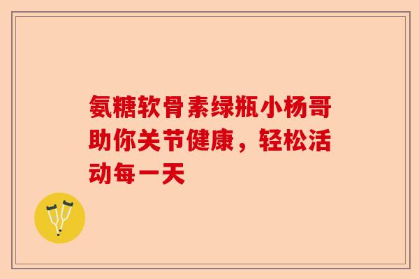 氨糖软骨素绿瓶小杨哥助你关节健康，轻松活动每一天