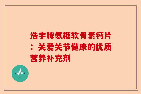 浩宇牌氨糖软骨素钙片：关爱关节健康的优质营养补充剂