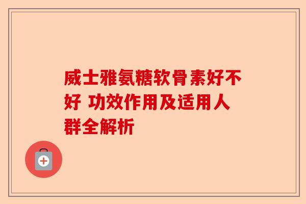 威士雅氨糖软骨素好不好 功效作用及适用人群全解析
