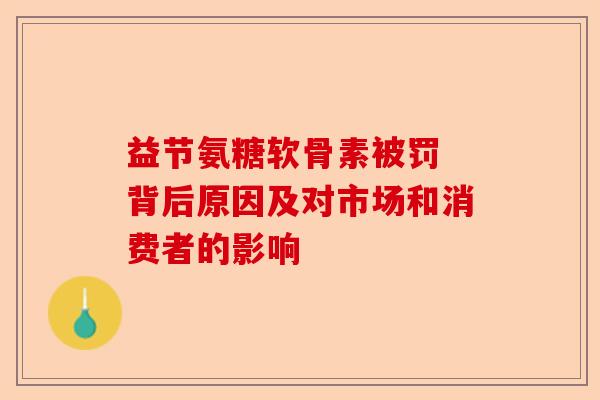 益节氨糖软骨素被罚 背后原因及对市场和消费者的影响