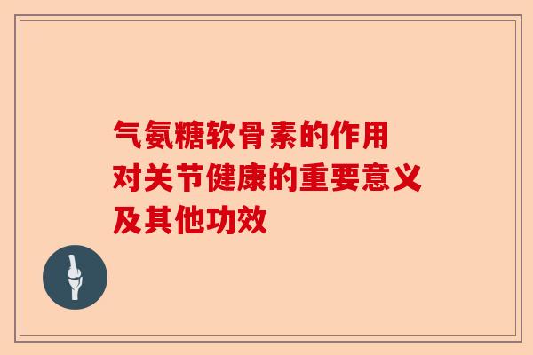 气氨糖软骨素的作用 对关节健康的重要意义及其他功效 气氨糖软骨素的作用 对关节健康的重要意义及其他功效