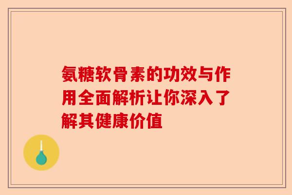 氨糖软骨素的功效与作用全面解析让你深入了解其健康价值
