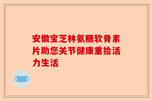 安徽宝芝林氨糖软骨素片助您关节健康重拾活力生活