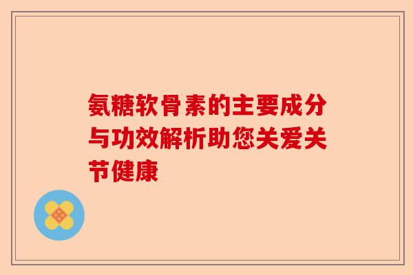 氨糖软骨素的主要成分与功效解析助您关爱关节健康