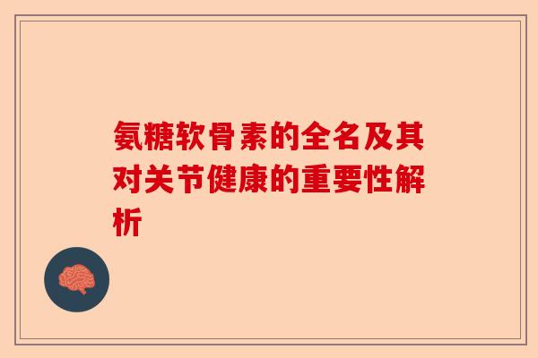 氨糖软骨素的全名及其对关节健康的重要性解析