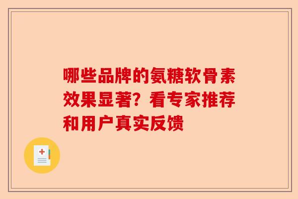 哪些品牌的氨糖软骨素效果显著？看专家推荐和用户真实反馈