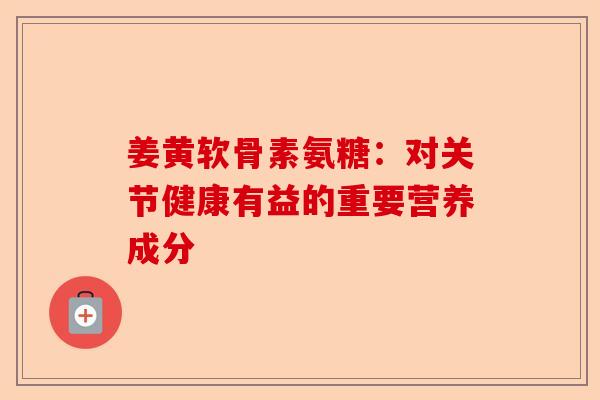 姜黄软骨素氨糖：对关节健康有益的重要营养成分