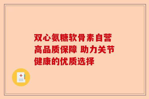 双心氨糖软骨素自营 高品质保障 助力关节健康的优质选择