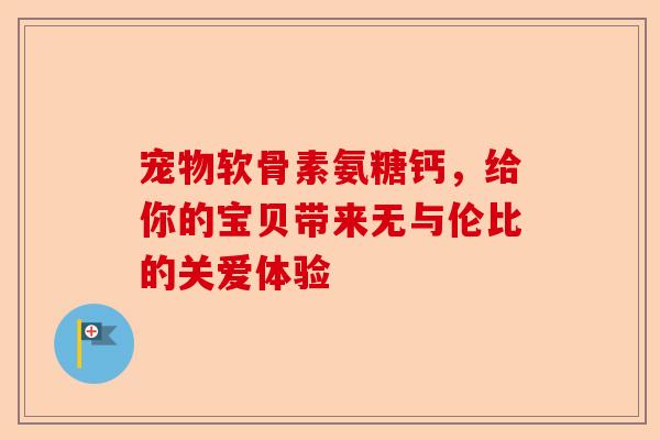 宠物软骨素氨糖钙，给你的宝贝带来无与伦比的关爱体验