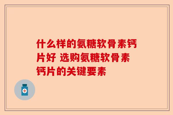 什么样的氨糖软骨素钙片好 选购氨糖软骨素钙片的关键要素 什么样的氨糖软骨素钙片好 选购氨糖软骨素钙片的关键要素