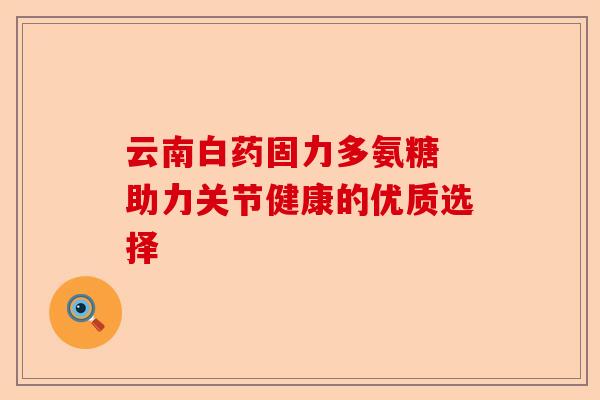 云南白药固力多氨糖 助力关节健康的优质选择