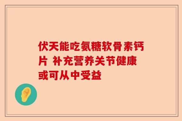 伏天能吃氨糖软骨素钙片 补充营养关节健康或可从中受益 伏天能吃氨糖软骨素钙片 补充营养关节健康或可从中受益