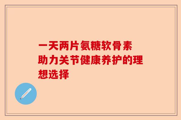 一天两片氨糖软骨素 助力关节健康养护的理想选择