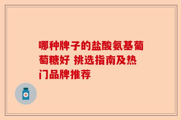 哪种牌子的盐酸氨基葡萄糖好 挑选指南及热门品牌推荐