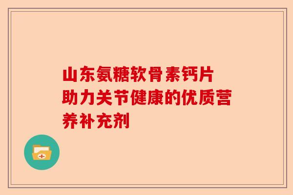 山东氨糖软骨素钙片 助力关节健康的优质营养补充剂