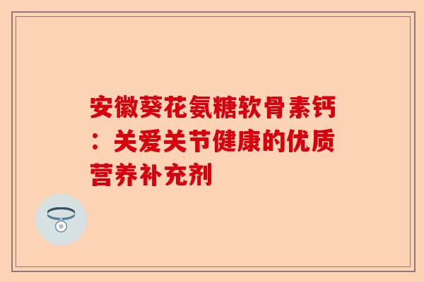 安徽葵花氨糖软骨素钙：关爱关节健康的优质营养补充剂