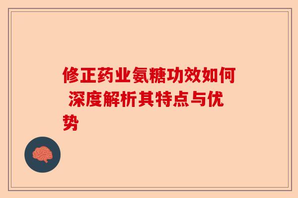 修正药业氨糖功效如何 深度解析其特点与优势