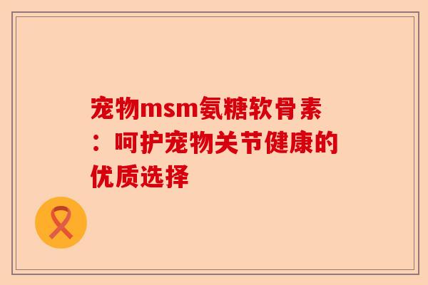 宠物msm氨糖软骨素：呵护宠物关节健康的优质选择