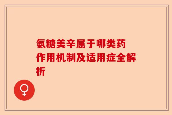 氨糖美辛属于哪类药 作用机制及适用症全解析