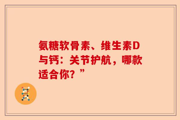 氨糖软骨素、维生素D与钙：关节护航，哪款适合你？”