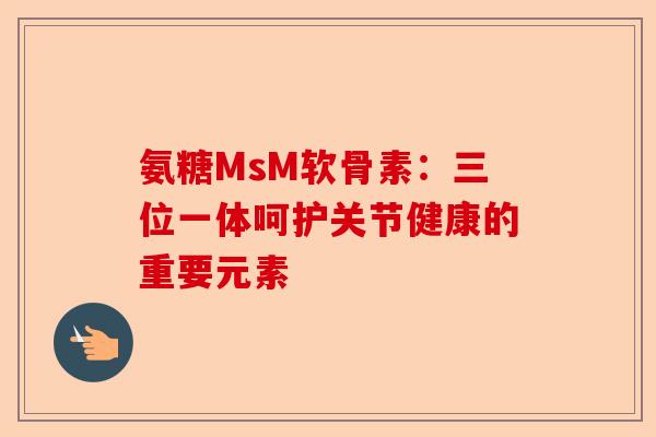 氨糖MsM软骨素：三位一体呵护关节健康的重要元素