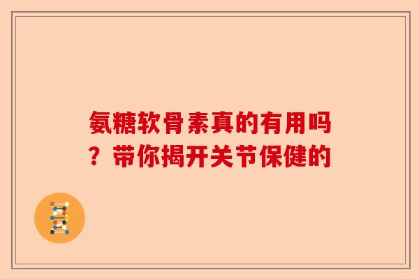 氨糖软骨素真的有用吗？带你揭开关节保健的
