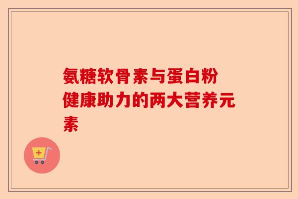 氨糖软骨素与蛋白粉 健康助力的两大营养元素
