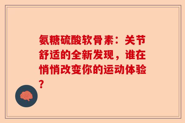 氨糖硫酸软骨素：关节舒适的全新发现，谁在悄悄改变你的运动体验？