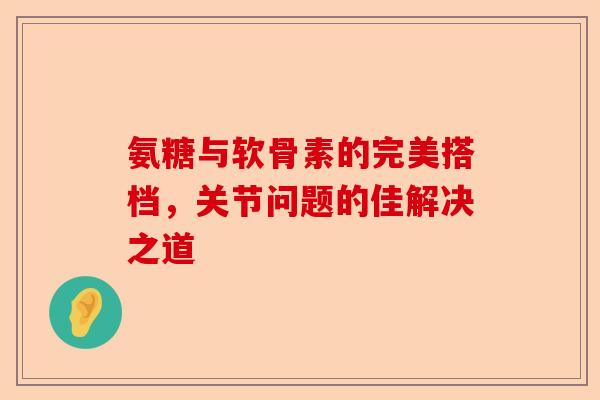 氨糖与软骨素的完美搭档，关节问题的佳解决之道