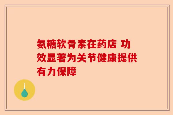氨糖软骨素在药店 功效显著为关节健康提供有力保障