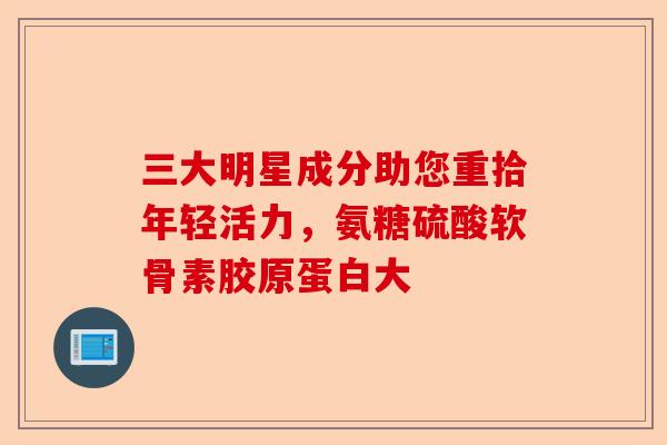 三大明星成分助您重拾年轻活力，氨糖硫酸软骨素胶原蛋白大