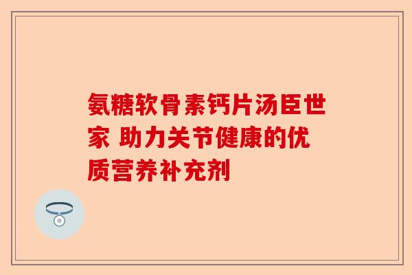 氨糖软骨素钙片汤臣世家 助力关节健康的优质营养补充剂