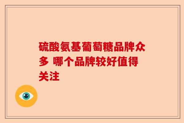 硫酸氨基葡萄糖品牌众多 哪个品牌较好值得关注