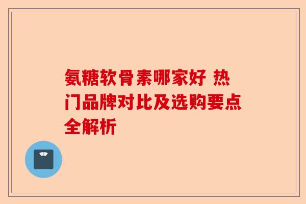 氨糖软骨素哪家好 热门品牌对比及选购要点全解析