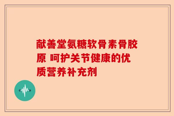 献善堂氨糖软骨素骨胶原 呵护关节健康的优质营养补充剂