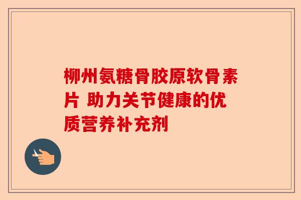 柳州氨糖骨胶原软骨素片 助力关节健康的优质营养补充剂