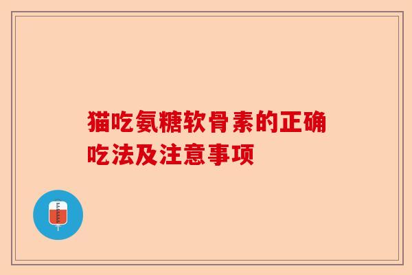 猫吃氨糖软骨素的正确吃法及注意事项