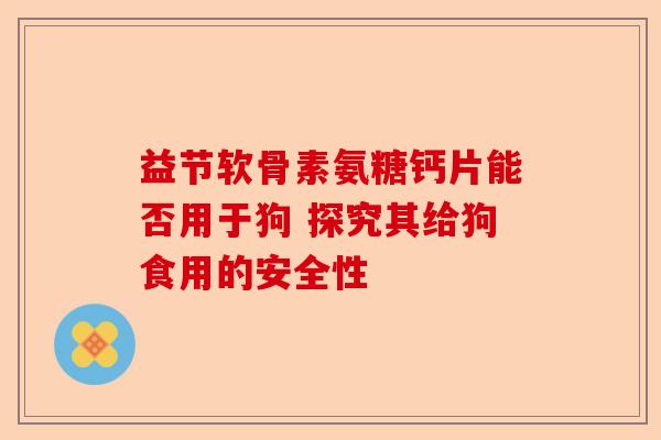 益节软骨素氨糖钙片能否用于狗 探究其给狗食用的安全性