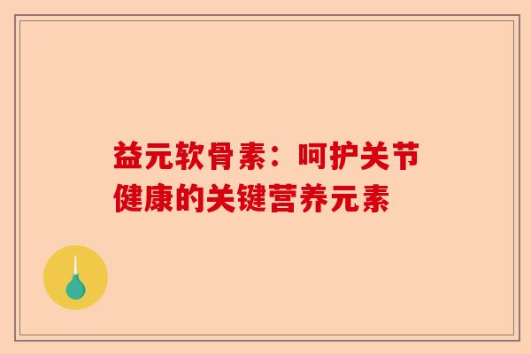 益元软骨素：呵护关节健康的关键营养元素