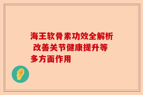 海王软骨素功效全解析 改善关节健康提升等多方面作用