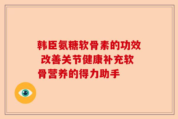 韩臣氨糖软骨素的功效 改善关节健康补充软骨营养的得力助手