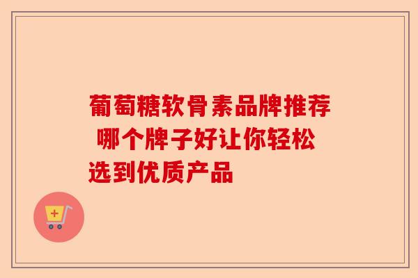 葡萄糖软骨素品牌推荐 哪个牌子好让你轻松选到优质产品
