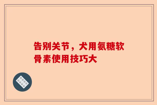 告别关节，犬用氨糖软骨素使用技巧大