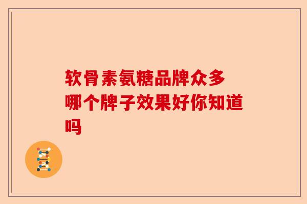 软骨素氨糖品牌众多 哪个牌子效果好你知道吗